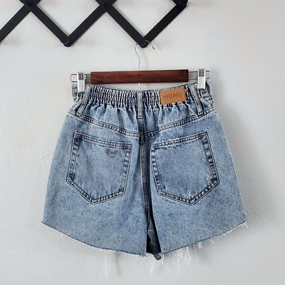 Show Me Your MuMu Tuscon High Rise Distressed Jean Shorts Size 24 NWT - Picture 11 of 13